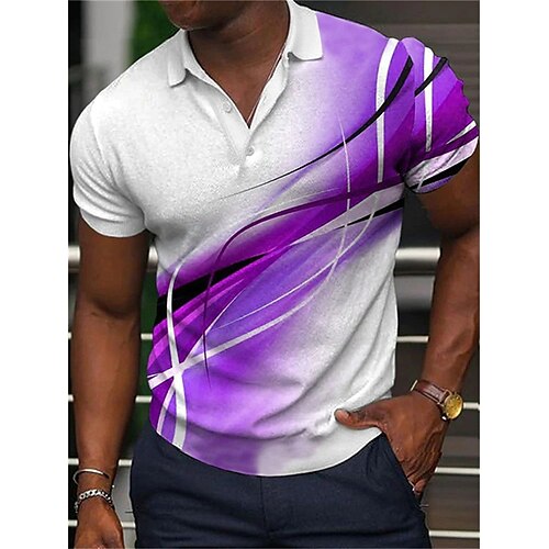 

Per uomo POLO Camicia da golf Golf Gradiente Stampe astratte Lineare Collo ripiegabile Giallo Viola Esterno Strada Maniche corte Bottone giù Stampa Abbigliamento Di tendenza Originale Informale