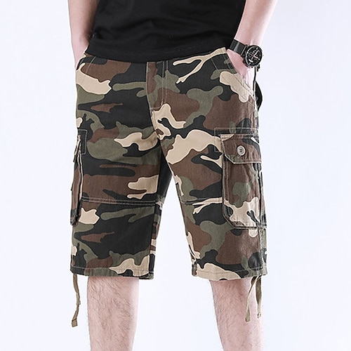 

Men's Cargo Shorts Shorts Hiking Shorts Leg Drawstring Multi Pocket Camouflage Comfort Wearable Knee Length Casual Daily Going out Cotton Blend Sports Stylish White Blue