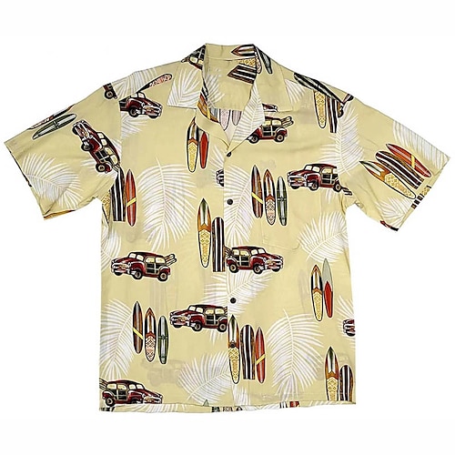 

Homme Chemise Chemise hawaïenne Automatique Imprimés Photos Feuilles Planche de surf Col rabattu Noir Jaune Bleu Casual Vacances Manche Courte Bouton bas Imprimer Vêtement Tenue Tropique Mode Hawaïen