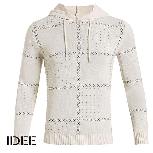 

Per uomo Felpa Maglione A coste Maglia Corto Lavorato a maglia Reticolo Con cappuccio Di tendenza Streetwear Esterno Per uscire Abbigliamento Autunno inverno Grigio scuro e beige Grigio chiaro e beige