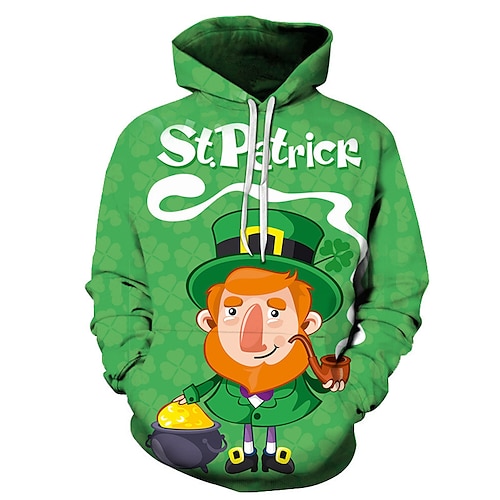 

Festa di San Patrizio Trifoglio irlandesi Felpa con cappuccio Manga Tasca frontale Grafica Felpa con cappuccio Per Per uomo Per donna Unisex Per adulto Stampa 3D 100% poliestere Casual / quotidiano