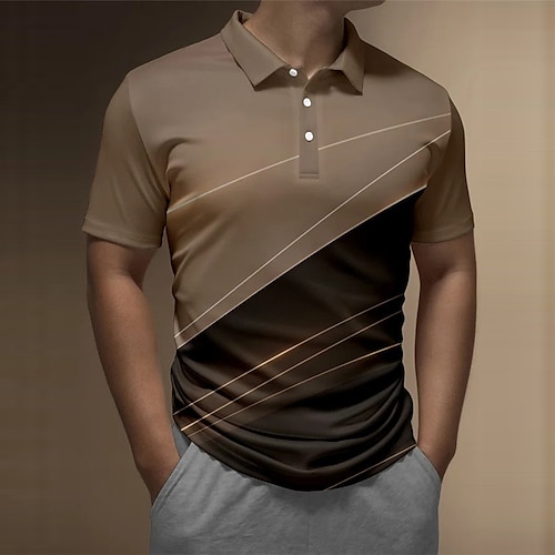 

Men's Polo Shirt Golf Shirt Graphic Prints Geometry Turndown Khaki Outdoor Street Short Sleeves Button-Down Print Clothing Apparel Fashion Designer Casual Soft