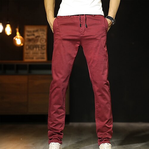 

Per uomo Pantaloni Chino Pantaloni da lavoro Tasche A cordoncino Liscio Comfort Esterno Giornaliero Per uscire Di tendenza Streetwear Nero Rosso