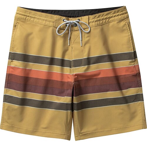 

Men's Swim Shorts Swim Trunks Board Shorts Beach Shorts Pocket Drawstring Stripe Comfort Short Casual Holiday Beach Stylish Classic Style Dark Khaki Black