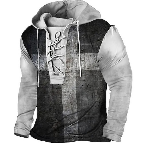 

Homme Sweat à capuche Sweat Gris Capuche Bloc de couleur Imprimés Photos Lacet Imprimer Casual du quotidien Des sports 3D effet basique Vêtement de rue Design Printemps Automne Vêtement Tenue Pulls