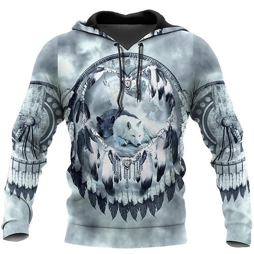 

Homens Moletom com capuz Azul Com Capuz Animal Lobo Estampas Abstratas Imprimir Diário Esportes Impressão 3D Básico Roupa de rua Designer Primavera Outono Roupa Moletons Moletons