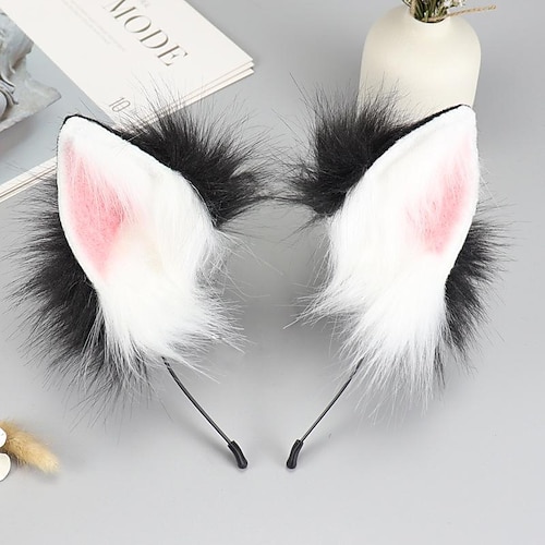 

fxaelian animale anime faux fur volpe lupo gatto cane orecchie fascia halloween cosplay costume party fasce copricapo per le donne uomini adulti marrone chiaro