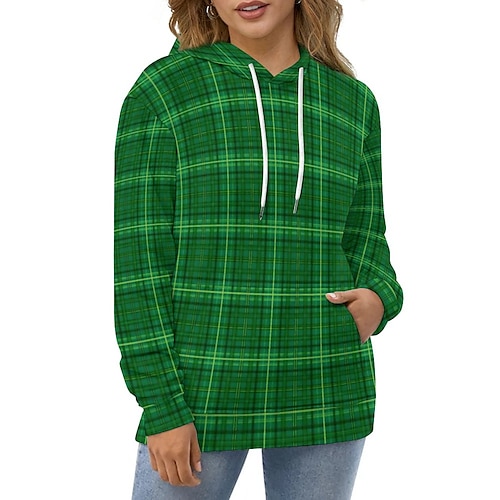 

St. Patrick's Day Shamrock Irish Hoodie Anime Front Pocket Graphic Hoodie For Men's Women's Unisex Adults' 3D Print 100% Polyester Casual Daily