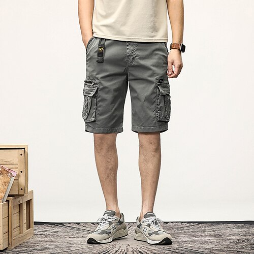 

Men's Cargo Shorts Shorts Hiking Shorts Multi Pocket Straight Leg Solid Colored Comfort Wearable Knee Length Outdoor Daily 100% Cotton Sports Stylish Black Army Green