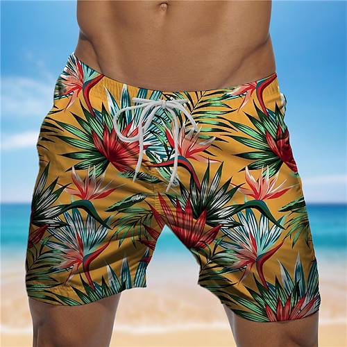 

Herre Surfeshorts Badeshorts Sommershorts Strandshorts Snorer Elastisk midje 3D-utskrift Grafisk Planter Pustende Hurtigtørkende Kort Avslappet Daglig Ferie Bohem Hawaiisk Gul Grønn Mikroelastisk