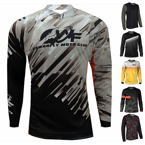 

CAWANFLY Herre Cykeltrøje Alpin Jersey Crosser Jersey Langærmet Vinter Cykel Trøje Toppe med 3 baglommer Bjerg Cykling Cykling Åndbart Hurtigtørrende Anti Statisk Sort Gul Ru Sort Stribe Patchwork