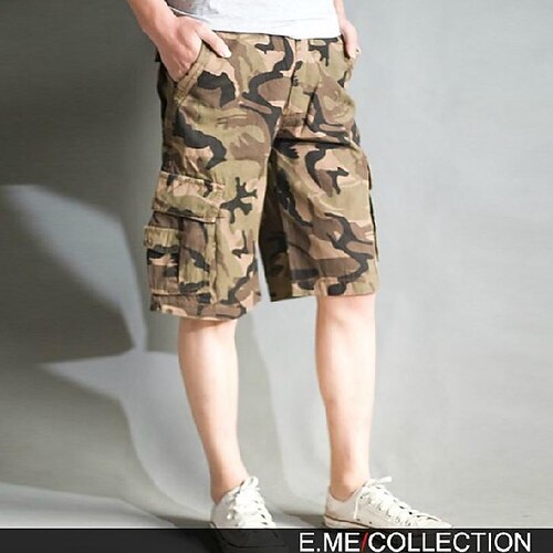 

Men's Cargo Shorts Shorts Hiking Shorts Multi Pocket Straight Leg Camouflage Comfort Wearable Knee Length Outdoor Daily 100% Cotton Sports Stylish Black / White Yellow