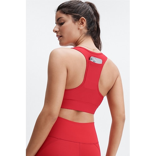 

Women's High Support Sports Bra Running Bra Back Pocket Bra Top Padded Fitness Gym Workout Running High Impact Quick Dry Shockproof Spandex Black Red Blue Solid Colored