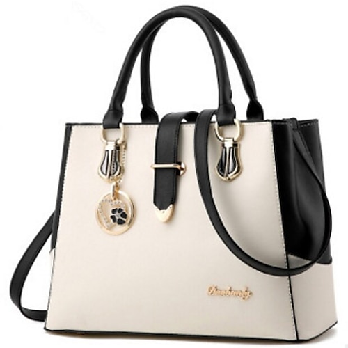 

Per donna Borsetta Borsa a tracolla Postino Borsa con manico superiore pelle sintetica Giornaliero Cerniera Catenina Tinta unica Color Block Vinaccia Nero Bianco