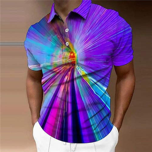 

Per uomo POLO Camicia da golf Golf 3D Print Astratto Stampe astratte Collo ripiegabile Blu Viola Esterno Strada Maniche corte Bottone giù Stampa Abbigliamento Di tendenza Originale Informale Morbido