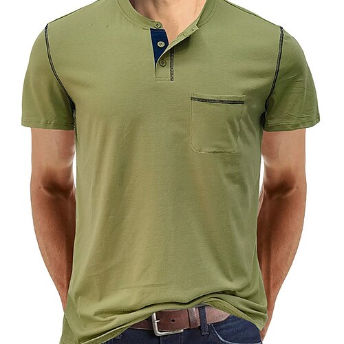 

Per uomo Camicia Henley Liscio Henley Giornaliero Sport Maniche corte Abbigliamento Moda Casual quotidiano Contemporaneo moderno