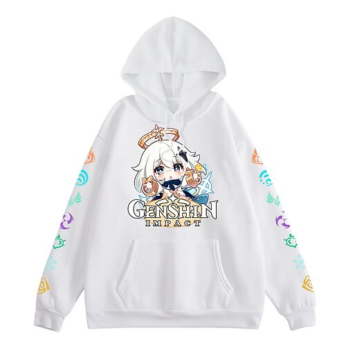 

Genshin -effekt Paimon Hattetrøje Tegneserie Manga Anime Frontlomme Grafisk Hattetrøje Til Herre Dame Unisex Voksne Varmstempling 100% Polyester Afslappet / Hverdag