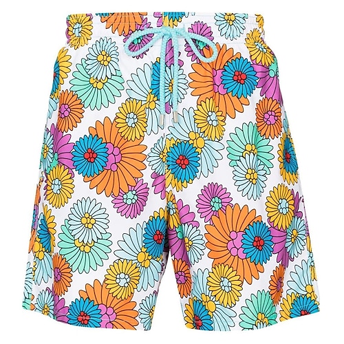 

Men's Board Shorts Swim Shorts Swim Trunks Summer Shorts Beach Shorts Drawstring Elastic Waist Flower / Floral Comfort Short Casual Holiday Beach Hawaiian Stylish White Deep Blue