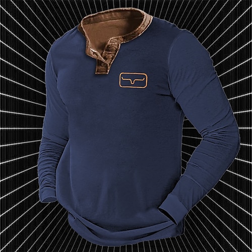 

Men's Sweatshirt Navy Blue Purple Brown Green Henley Geometric Graphic Prints Sports Outdoor Daily Sports Hot Stamping Basic Designer Casual Spring Fall Clothing Apparel Hoodies Sweatshirts