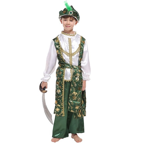 

Aladino Principe Costume cosplay Completi Da ragazzo Cosplay di film Cosplay Halloween Verde Superiore Pantaloni Cintura Halloween Carnevale Mascherata Poliestere