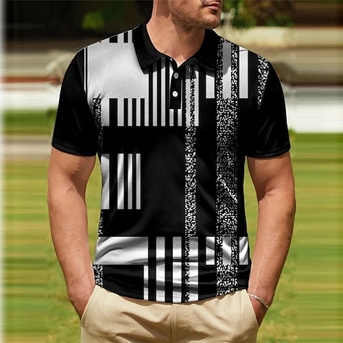 

Per uomo POLO Camicia da golf Golf Stampe astratte Geometria Collo ripiegabile Nero Esterno Strada Maniche corte Bottone giù Stampa Abbigliamento Di tendenza Originale Informale Morbido