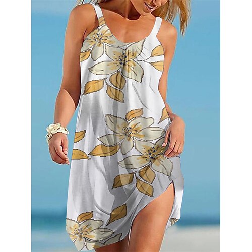 

Per donna Vestito casual Abito senza maniche Abito estivo Floreale Faretto multicolore Stampa Con bretelline Mini abito Di tendenza Streetwear Esterno Giornaliero Senza maniche Morbido Bianco Giallo
