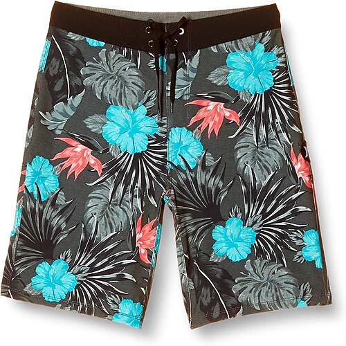 

Men's Swim Shorts Swim Trunks Board Shorts Beach Shorts Pocket Drawstring Print Flower / Floral Comfort Short Casual Holiday Beach Hawaiian Stylish Black Light Green