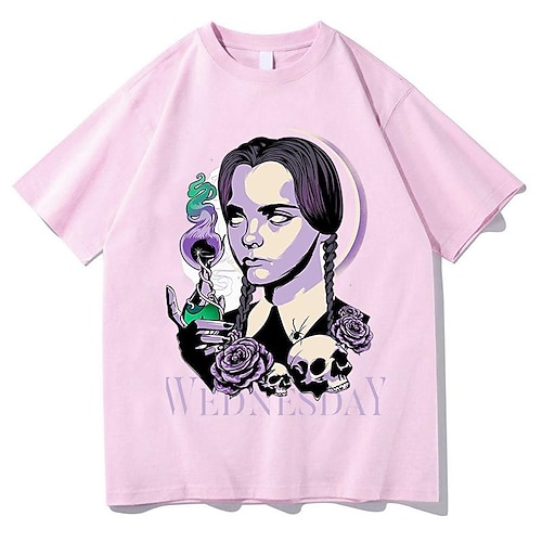 

Mittwoch Addams Familie Addams Mittwoch T-Shirt-Ärmel Anime Zeichentrick Anime Klassisch Streetstyle T-shirt Für Herren Damen Unisex Erwachsene Heißprägen 100% Polyester