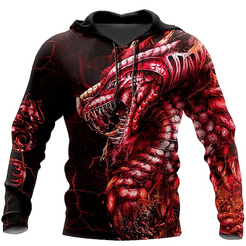 

Per uomo Felpa con cappuccio pullover Rosso Con cappuccio Drago Stampe astratte Stampa Giornaliero Sport Stampa 3D Essenziale Streetwear Originale Primavera & Autunno Abbigliamento Felpe con cappuccio