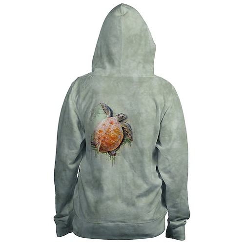 

Herren Kapuzenshirt mit durchgehendem Reißverschluss Jacke Grau Mit Kapuze Tier Grafik-Drucke Schildkröte Zip Bedruckt Sport Natur Täglich Sport 3D-Druck Strassenmode Designer Casual Frühling