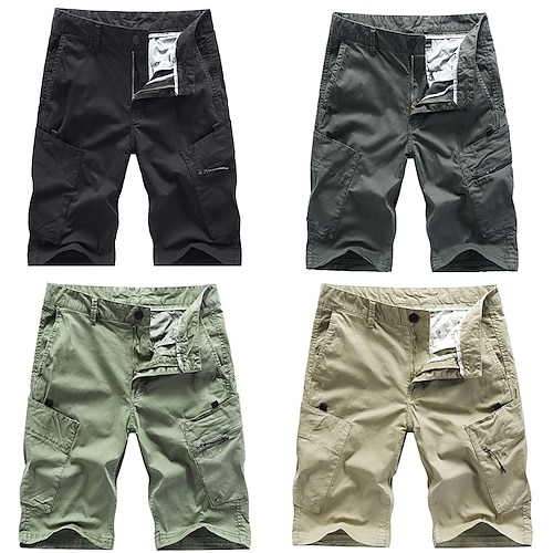 

Men's Cargo Shorts Shorts Multi Pocket Plain Comfort Wearable Knee Length Outdoor Daily Going out 100% Cotton Sports Stylish ArmyGreen Black