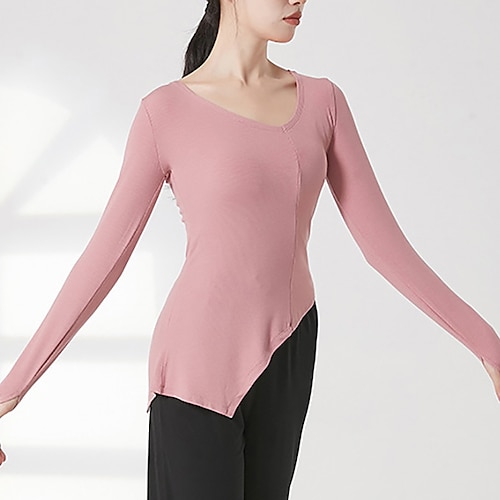 

Sportstøj Top Ruche Ren Farve Dame Ydeevne Træning Langærmet Høj Polyester