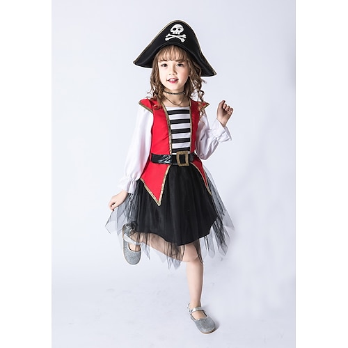 

Pirates of the Caribbean Pirat Cosplay kostume Dragter Pige Film Cosplay Cosplay Halloween Rød Kjole Hat Halloween Karneval Maskerade polyester