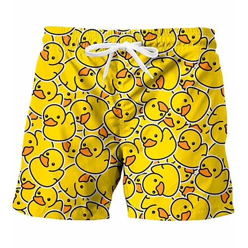 

Herre Surf shorts Badeshorts Sommer shorts Strandshorts Snørelukning Elastisk Talje 3D-udskrivning Grafisk Tegneserie Åndbart Hurtigtørrende Korte Afslappet Daglig Ferie Boheme Hawaiiansk Gul