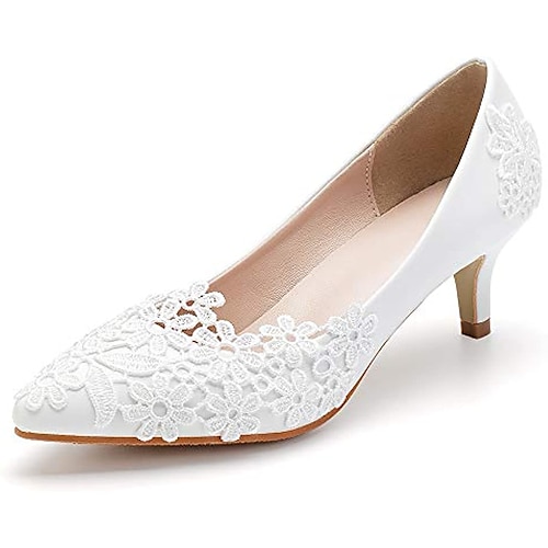 

Per donna scarpe da sposa Scarpe da sera Matrimonio Feste tacchi da sposa Scarpe da sposa Di pizzo Floreale Basso Appuntite Lavoro Sensuale minimalismo PU Mocassino Tinta unita Bianco