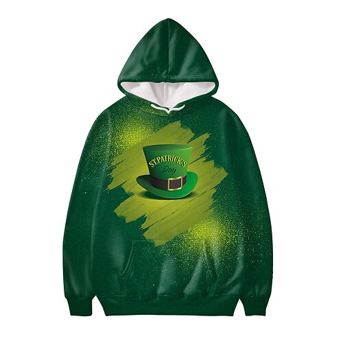 

St. Patrick's Day Shamrock Irish Hoodie Anime Front Pocket Graphic Hoodie For Men's Women's Unisex Adults' 3D Print 100% Polyester Casual Daily