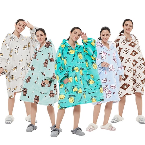 

Amazon Large Size Flannel Couple Leisure Home Clothes Pajamas European And American Style Warm Hooded Lazy Nightgown Autumn And Winter