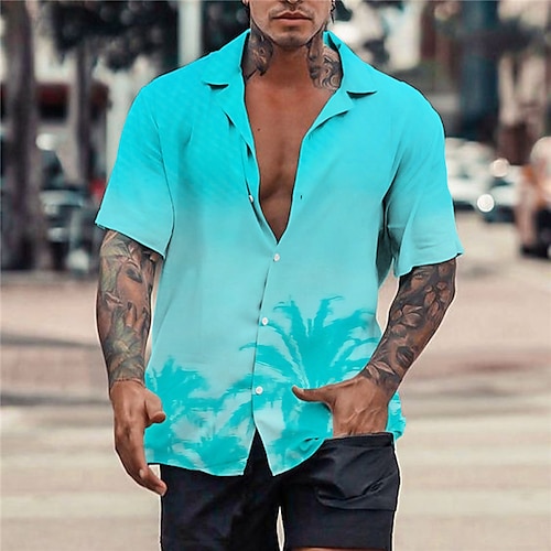 

Homme Chemise Chemise hawaïenne Cocotier Imprimés Photos Col rabattu Jaune clair Jaune Rose Claire Bleu Violet Casual Vacances Manche Courte Bouton bas Imprimer Vêtement Tenue Tropique Mode Hawaïen