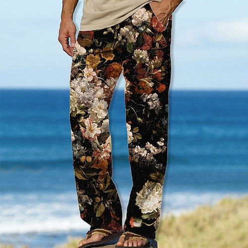 

Per uomo Pantaloni Pantaloni estivi Pantaloni da spiaggia A cordoncino Vita elastica Gamba dritta Stampe astratte Floreale Comfort Informale Giornaliero Per eventi Streetwear Originale Nero Rosso