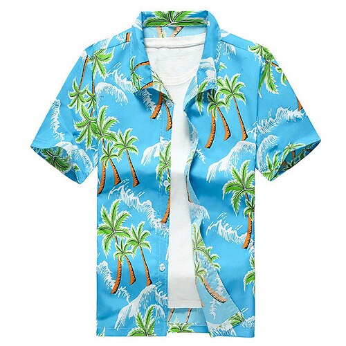 

Men's Shirt Summer Hawaiian Shirt Coconut Tree Graphic Prints Banana Turndown Yellow Blue Street Casual Short Sleeves Button-Down Print Clothing Apparel Tropical Fashion Hawaiian Designer