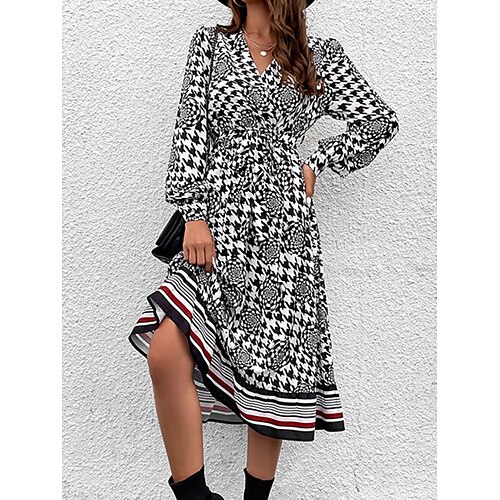 

Per donna Vestito casual Abito boho Abito stampato Floreale Stampa A V Vestito longuette Di tendenza Esterno Giornaliero Manica lunga Morbido Nero Estate Primavera S M L XL