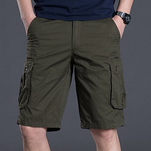 

Men's Cargo Shorts Shorts Hiking Shorts Multi Pocket Plain Comfort Wearable Casual Daily Going out 100% Cotton Sports Stylish Black Red