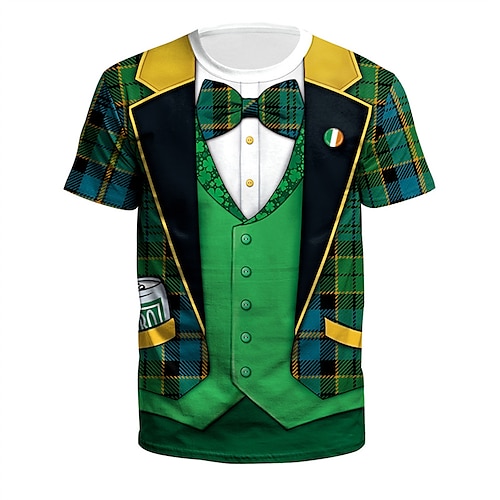 

Herre T-shirt T-Shirts Grafisk Saint Patrick Day Rund hals Tøj 3D-udskrivning Afslappet Daglig Kortærmet Trykt mønster Årgang Mode Designer