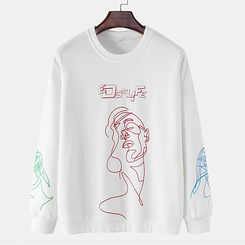 

Herre Sweatshirt Sort Hvid Rund hals Tegneserie Grafiske tryk Sport & Udendørs Daglig Sport Varm Stempling Basale Gade Afslappet Forår & Vinter Tøj Hættetrøjer Sweatshirts