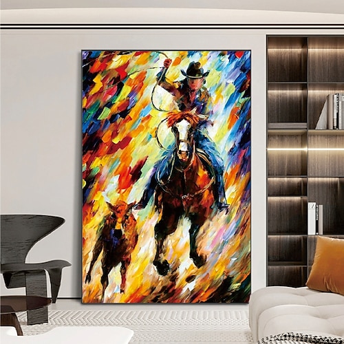 

Handmade Hand Painted Oil Painting Wall Modern Abstract Horse Painting Pattle Knife Art Canvas Painting Home Decoration Decor Rolled Canvas No Frame Unstretched