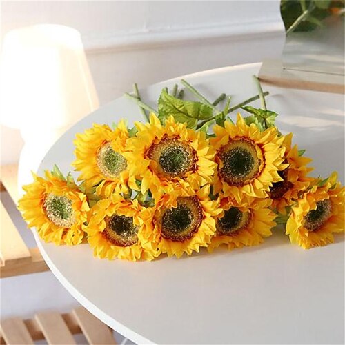 

10PCS Simulation Single Sunflower Light Color Sunflower Simulation Flower Fake Flower Home Decoration 4811CM