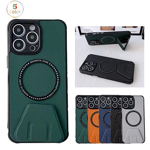 

teléfono Funda Para Apple Con Magsafe iPhone 14 13 12 11 Plus Pro Max con Soporte Magnética Protector de cuerpo completo Color sólido TPU Cuero de PU
