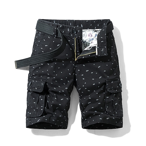 

Homme Short Cargo Short Multi poche Jambe droite Imprime Couleur Pleine Confort Vestimentaire Longueur genou Extérieur du quotidien 100% Coton Sportif mode Noir Bleu