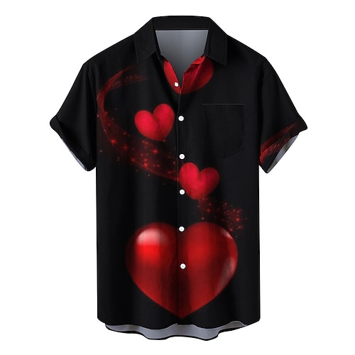 

Homme Chemise Chemise hawaïenne Cœur Imprimés Photos Col rabattu Noir Rose Claire Rouge Violet Fuchsia Extérieur Plein Air Manches courtes Bouton bas Imprimer Vêtement Tenue Tropique Mode Hawaïen