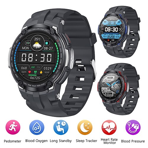 

V6 Reloj inteligente 1.28 pulgada Smartwatch Reloj elegante Bluetooth ECG PPG Monitoreo de temperatura Podómetro Compatible con Android iOS Mujer Hombre Impermeable Larga espera Llamadas con Manos